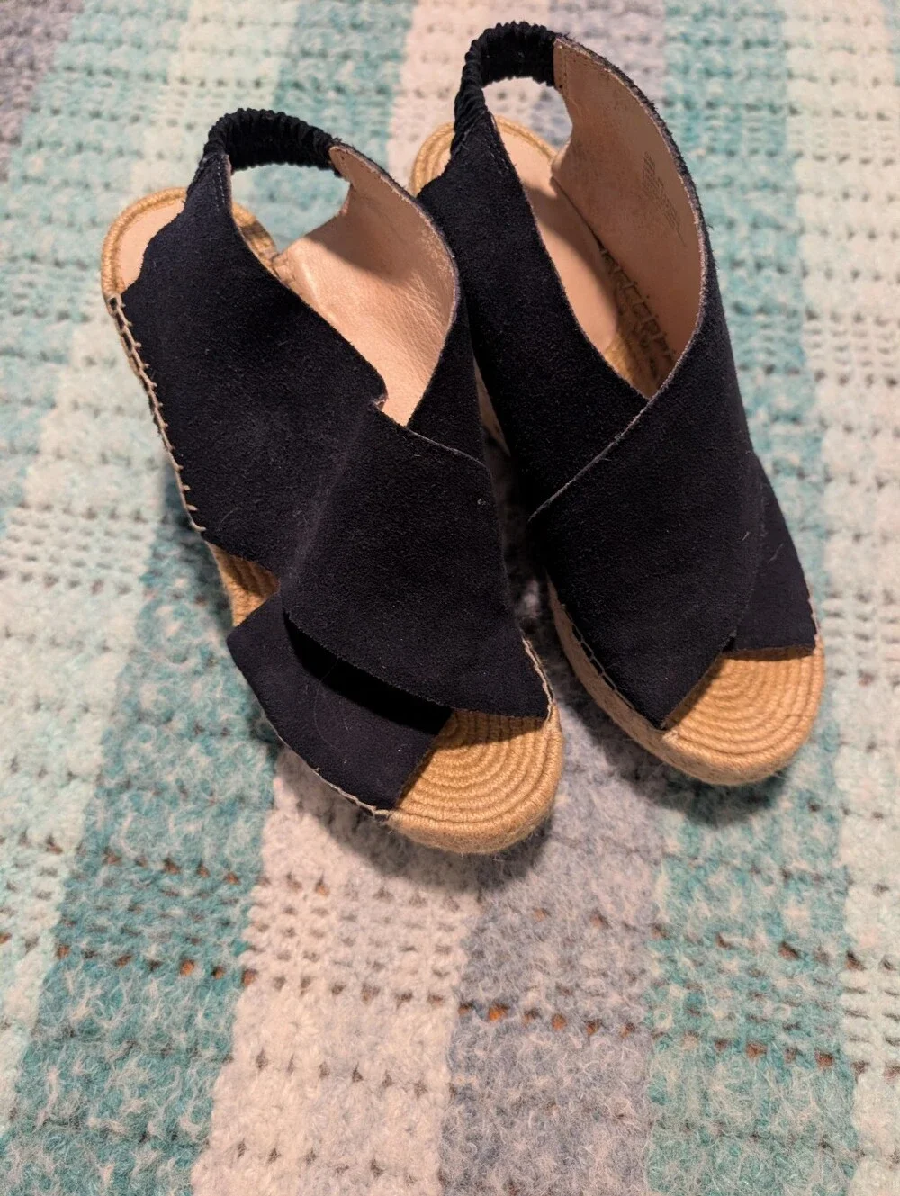 Kenneth Cole NY Black Espadrille Wedges ON A Size 8